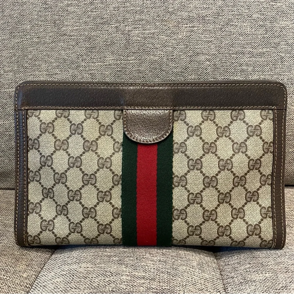 ♦️SOLD♦️GUCCI Ophidia Sherry Web GG monogram supreme Clutch - Picture 14 of 15